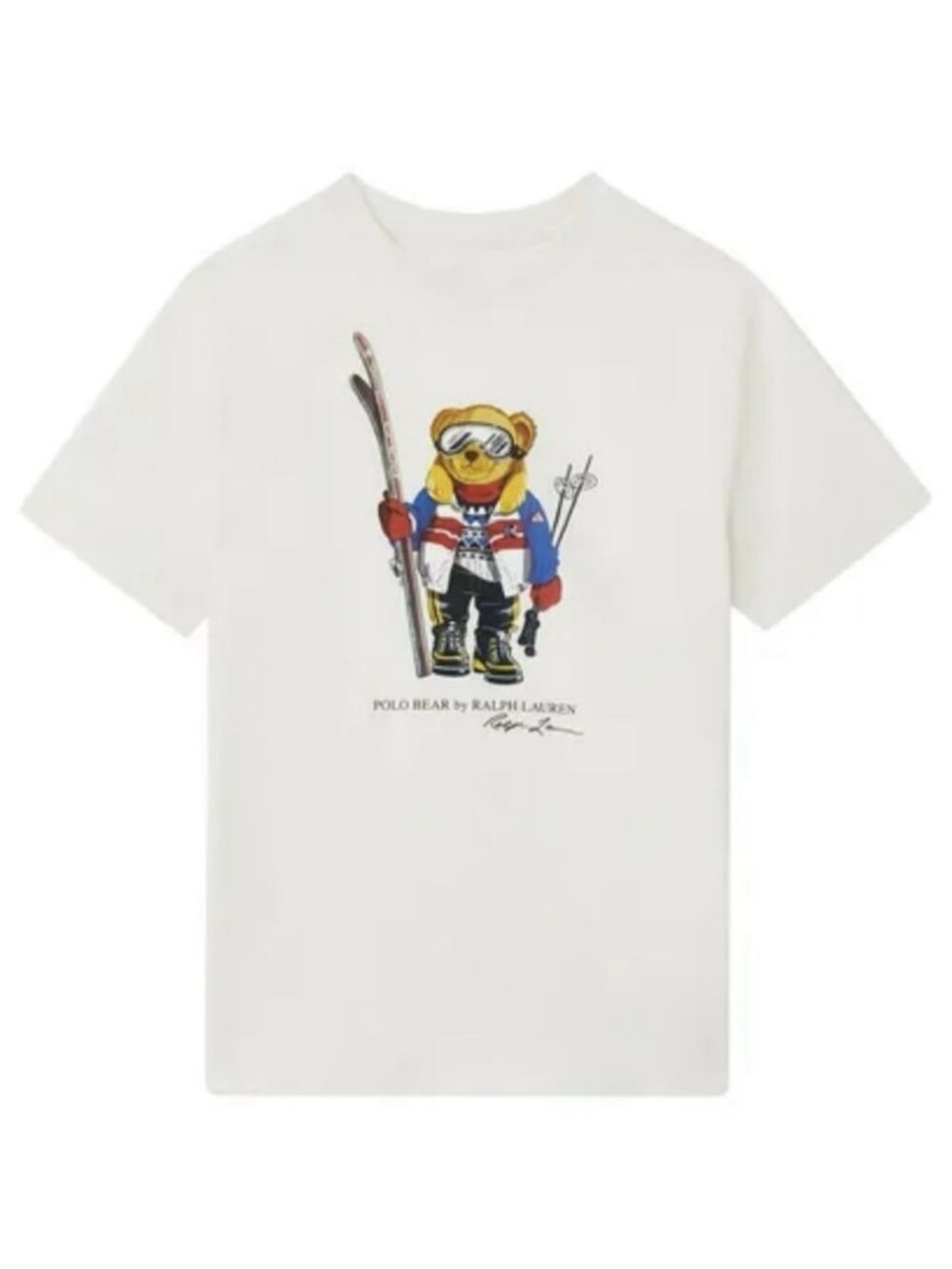 Ralph Lauren Kids SKI POLO BEAR Cotton Tee T-Shirt White Size 5 Little Kid